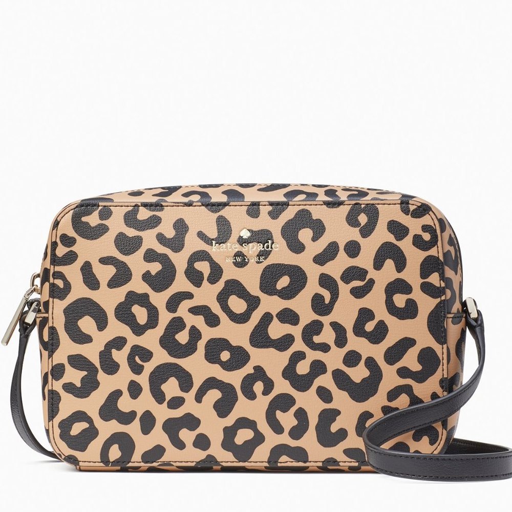 New Kate Spade Harper Graphic Leopard Crossbody Neutral Multi